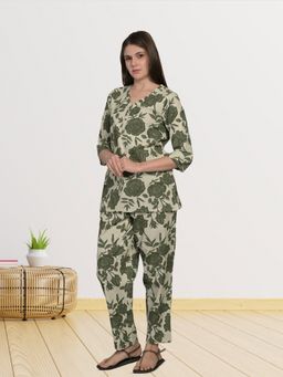 MAYSIXTY - Cotton Printed Green Co-Ord (Set of 2)