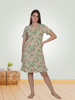 MAYSIXTY - Pure Soft Cotton Printed Green Nightdress