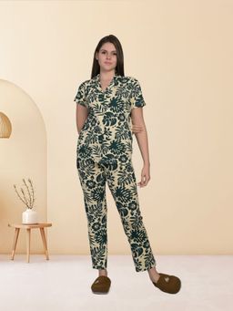 MAYSIXTY - Pure Soft Cotton Printed Green Shirt and Pyjama (Set of 2)