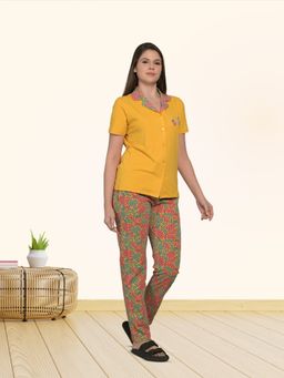MAYSIXTY - Women Pure Soft Cotton Printed Multi-Color Half Sleeve Shirt with Pyjama (Set of 2)