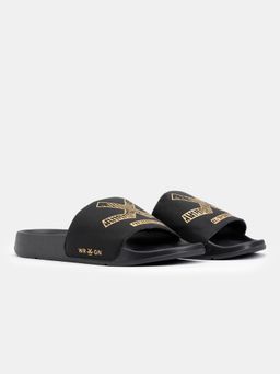 WROGN - Black Obsidian Crest Sliders For Men