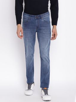 Cantabil - Solid Blue Regular Fit Denim Jeans