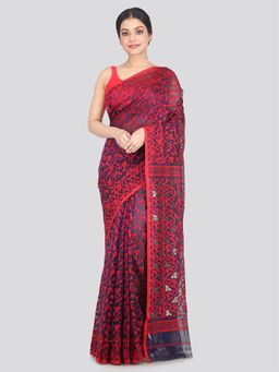 PinkLoom - Women's Soft Cotton Jamdani Saree Without Blouse Piece