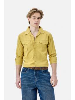 Snitch - Mustard Solid Full Sleeves Regular Vacation Shirt for Men