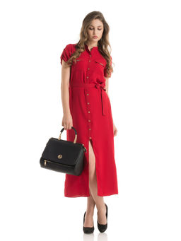Kazo - Red Midi Shirt Dress