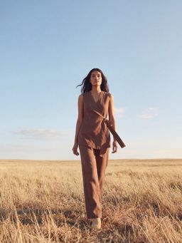 Maive - Brown Cotton Linen Co-Ord Set