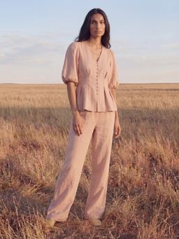 Maive - Pink Cotton Linen Co-Ord Set