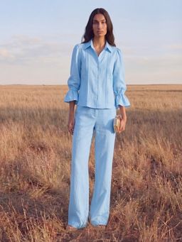 Maive - Blue Cotton Linen Co-Ord Set