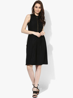 Kazo - Black Tweak Dress With Box Pleats