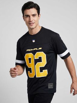 R&B - Black Graphic Print Men Round Neck Relaxed Fit Half Sleeves T-Shirt