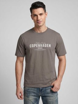 R&B - Grey Typography Men Round Neck Relaxed Fit Half Sleeves T-Shirt
