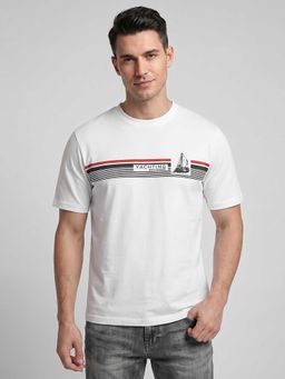 R&B - White Typography Men Round Neck Relaxed Fit Half Sleeves T-Shirt