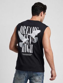 R&B - Charcoal Typography Men Round Neck Regular Fit Half Sleeves T-Shirt