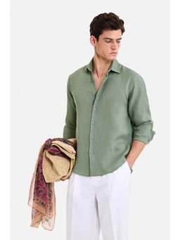 Snitch - Sage Green Solid Full Sleeves Regular Party Shirt for Men