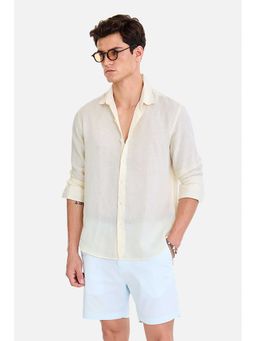 Snitch - Off-White Solid Full Sleeves Regular Party Shirt for Men