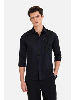 Snitch - Black Embellished Full Sleeves Slim Formal Luxe Shirt for Men