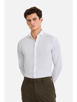 Snitch - White Solid Full Sleeves Slim Semi Formal Shirt for Men