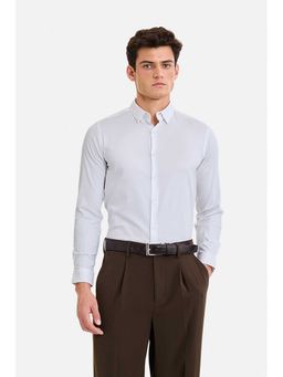 Snitch - White Solid Full Sleeves Slim Formal Shirt for Men