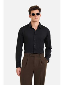 Snitch - Black Solid Full Sleeves Regular Casual Shirt for Men