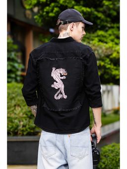 Eszett - Denims Pink Panther Patch Embroidery Black Shirt