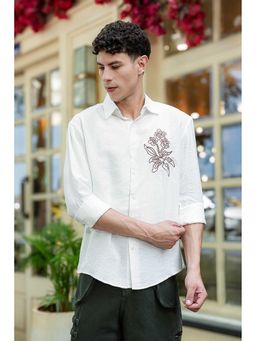 Eszett - Flourish Embroidery Textured Fabric Shirt