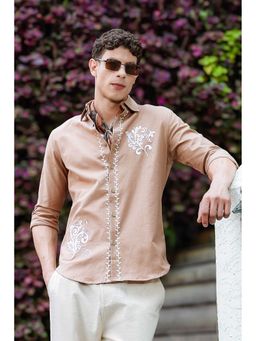 Eszett - Hidden Treasure Brown Embroidery Linen Shirt