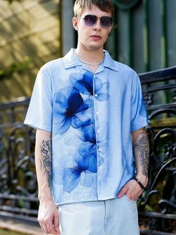 Eszett - Indigo Petals Textured Fabric Shirt