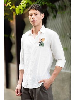 Eszett - Leaf Abstract Embroidery Textured Fabric Shirt