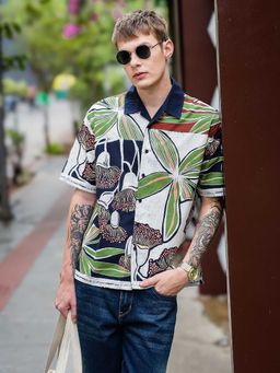 Eszett - Mossy Printed Cotton Slub Oversized Shirt