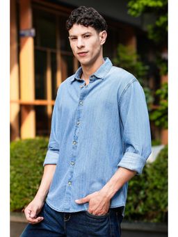 Eszett - Solids Ice Washed Blue Long Sleeve Shirt