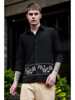 Eszett - Thread Work Cross Stitch Embroidery Textured Fabric Black Shirt