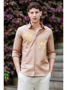 Eszett - Unrefined Beauty Brown Printed Linen Shirt