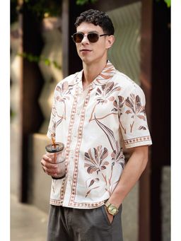 Eszett - Woodcut Floral Printed Oversized Shirt