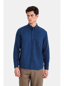 Snitch - Dark Blue Plain Full Sleeves Regular Casual Shirt for Men