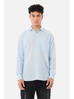 Snitch - Light Blue Solid Full Sleeves Regular Casual Shirt for Men