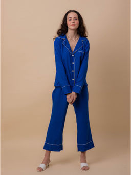 EZME STUDIO - Lila Blue Shirt and Pyjama (Set of 2)