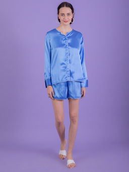 EZME STUDIO - Azure High Low Blue Shirt and Shorts (Set of 2)