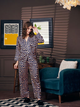 EZME STUDIO - Bumble Bee Navy Blue Shirt and Pyjama (Set of 2)