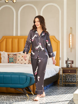 EZME STUDIO - Black Unicorn Print Shirt and Pyjama (Set of 2)