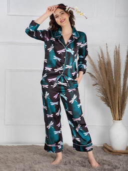EZME STUDIO - Dragonfly Multi-Color Print Shirt and Pyjama (Set of 2)