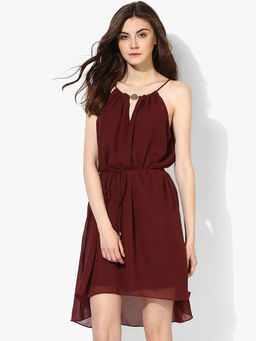 Kazo - Maroon Daisy Mini Dress