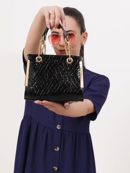 Fabbhue - Womens Black Textured Handbag