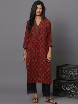Spring Soul - Maroon Printed Kurta