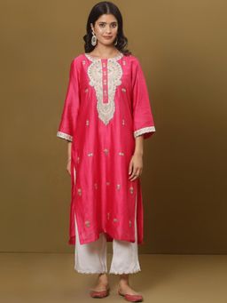Spring Soul - Fuchsia Pink Chanderi Kurta and Pant (Set of 2)