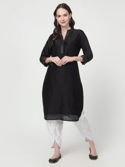 Spring Soul - Black Chanderi Kurta with Dhoti (Set of 2)