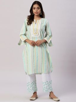 Spring Soul - Cotton Embroidered Kurta and Pant (Set of 2)