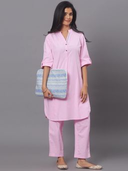 Spring Soul - Pink Cotton Kurta and Pant (Set of 2)