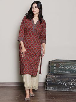 Spring Soul - Maroon Printed Kurta