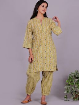 Spring Soul - Yellow Ikat Kurta with Zig-Zag Salwar (Set of 2)