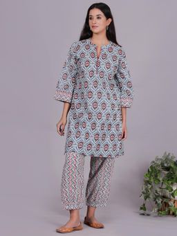 Spring Soul - Multicoloured Ikat Kurta with Pant (Set of 2)
